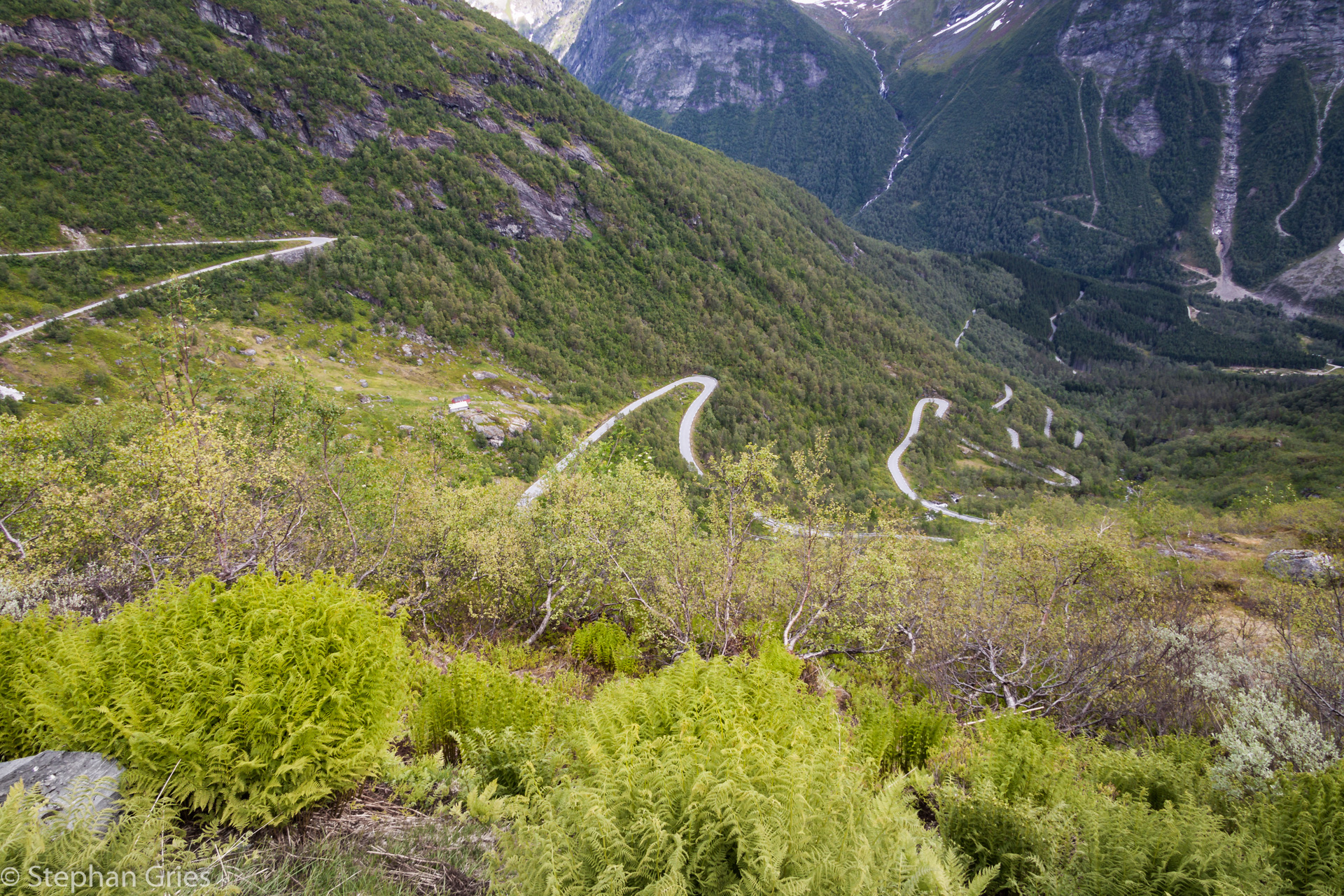 Serpentinienstrecke auf der Rv13 zwischen Nystolsvatnet und Sognefjord