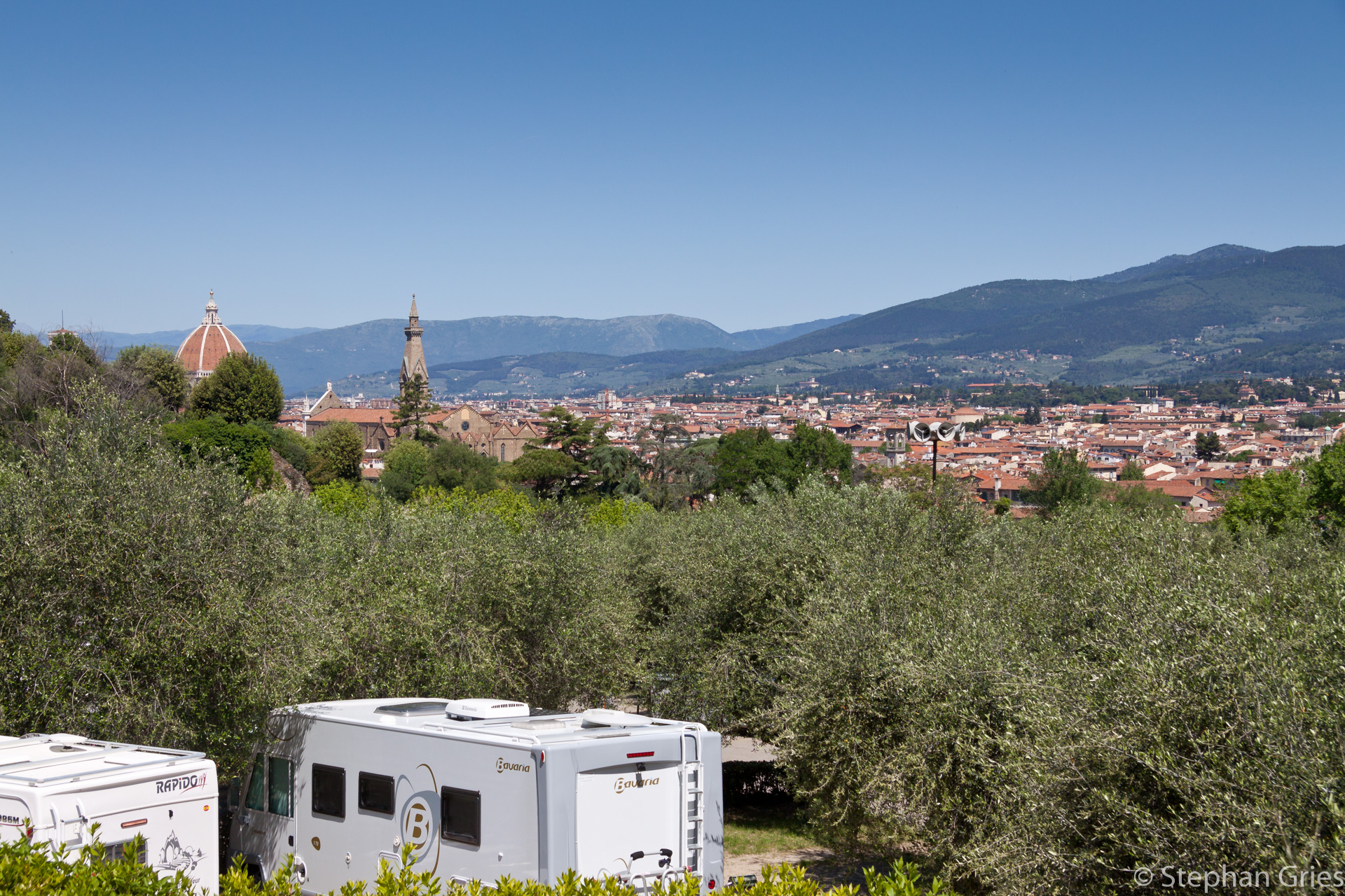 Blick vom Campingplatz Michelangelo auf Florenz